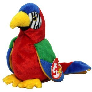 1997 TY Original Beanie Babies Parrot Bird Jabber Small Plush Stuffed Animal